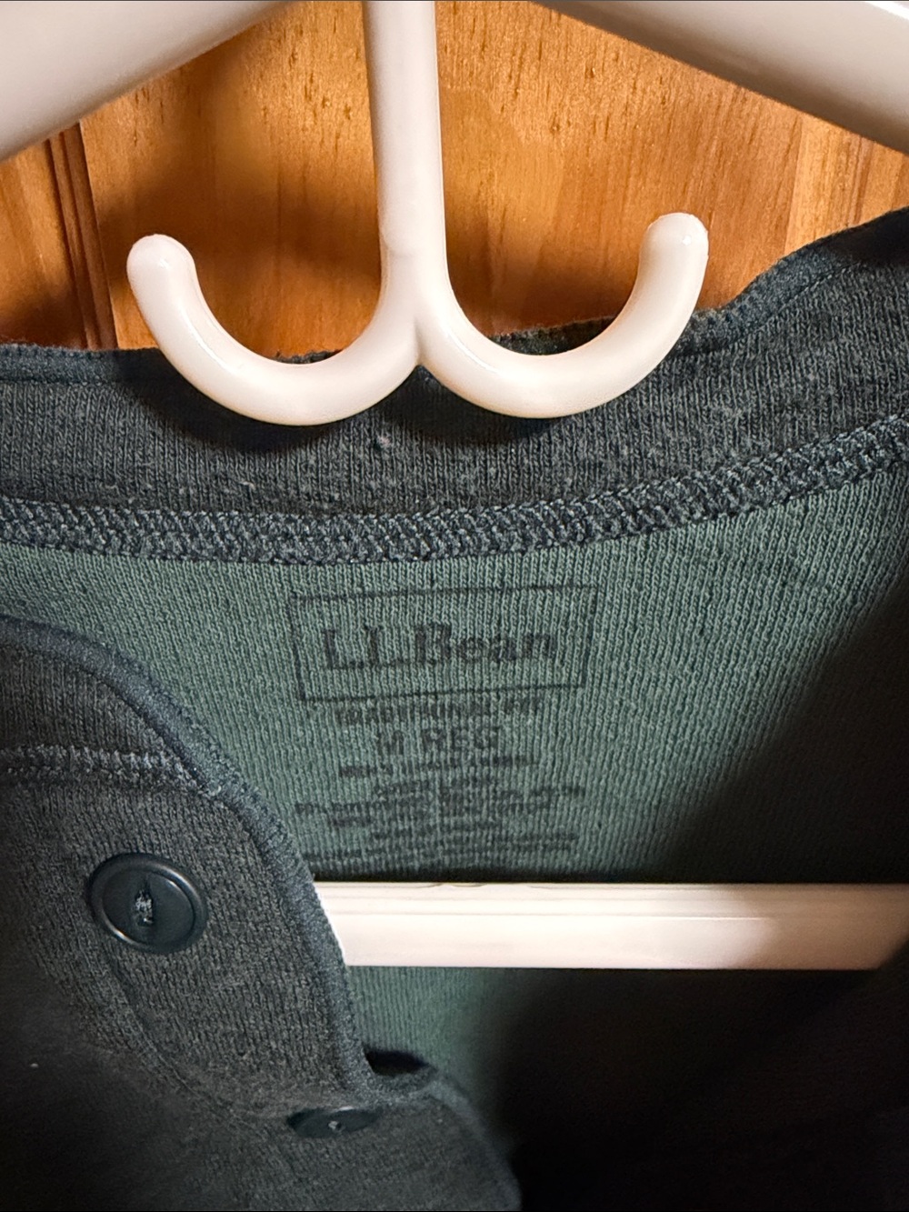 L.L. Bean Men's Long-Sleeve Henley in Forest Green - Picture 2 of 6